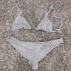 Frankies Bikinis Striped Set white/Navy